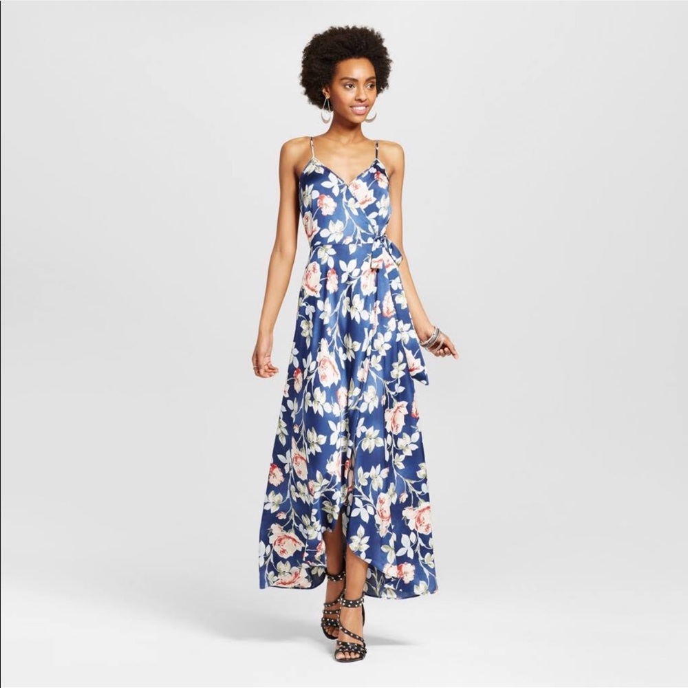 Satin V-Neck Floral Wrap Dress- cute and flirty